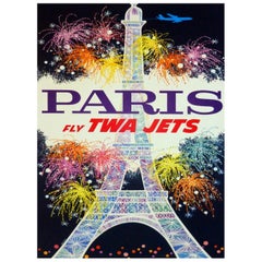 1960 TWA - Parigi Poster originale d'epoca