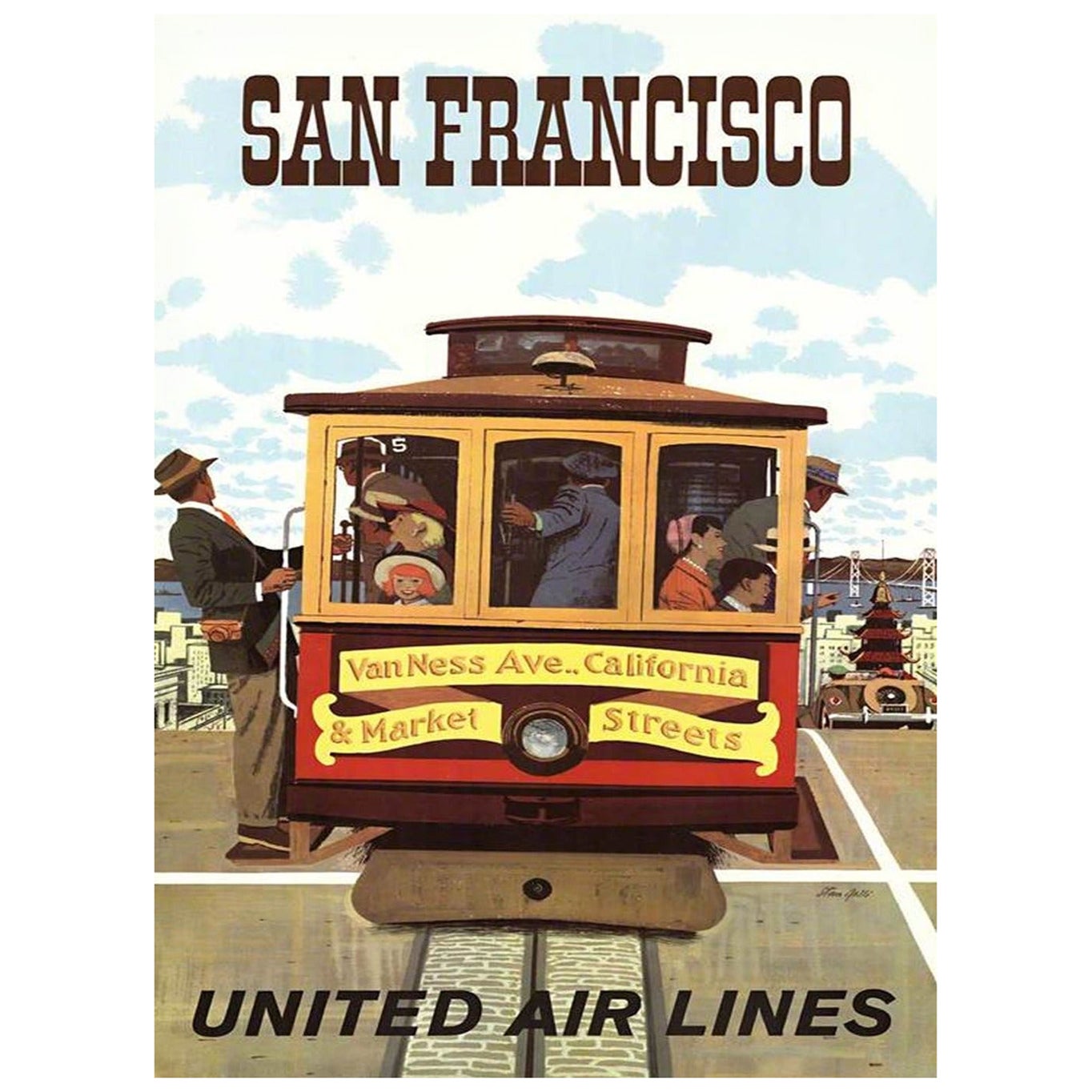 United Airlines – San Francisco, Original-Vintage-Poster, 1960 im Angebot