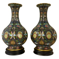Pair 19th Century Chinese Cloisonné Vases