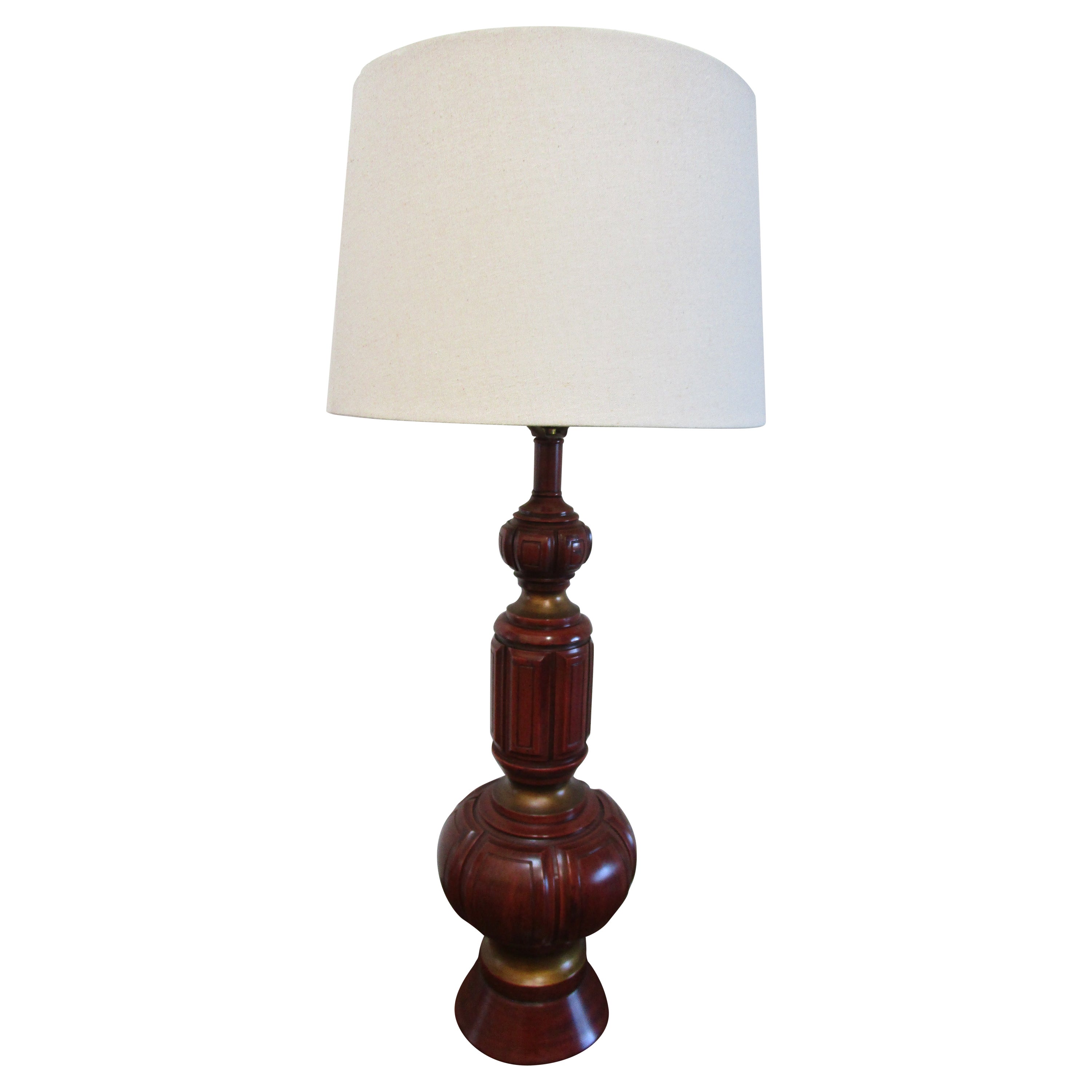 F.A.I.P. Lampe de table monumentale vintage en plâtre et calkware marquée