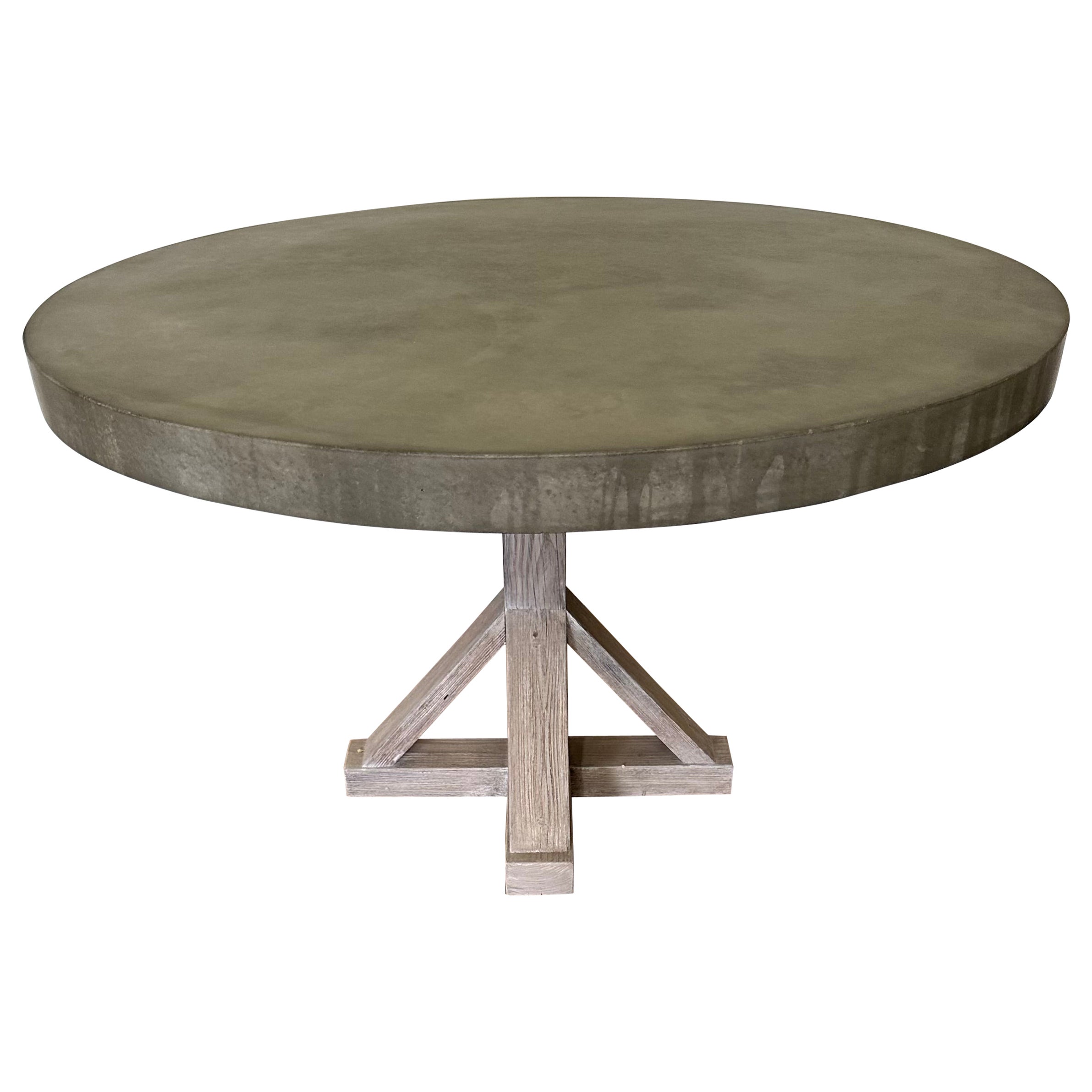 Round Concrete Farmhouse Pedestal Dining Table