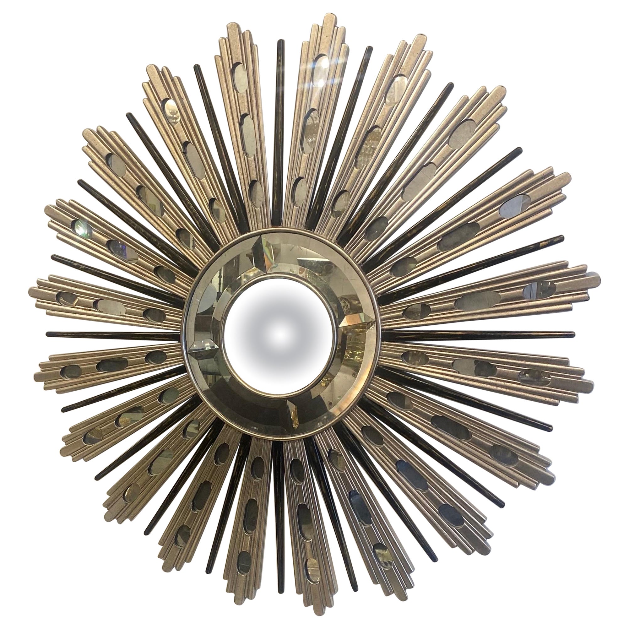 Italian Neoclassical Silvered Sunburst Mirror