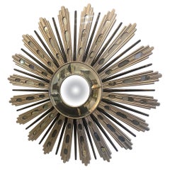 Italian Neoclassical Silvered Sunburst Mirror