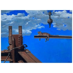 Cuban-American Artist Geiler Gonzalez Painting on Canvas, "Lost Leopard"