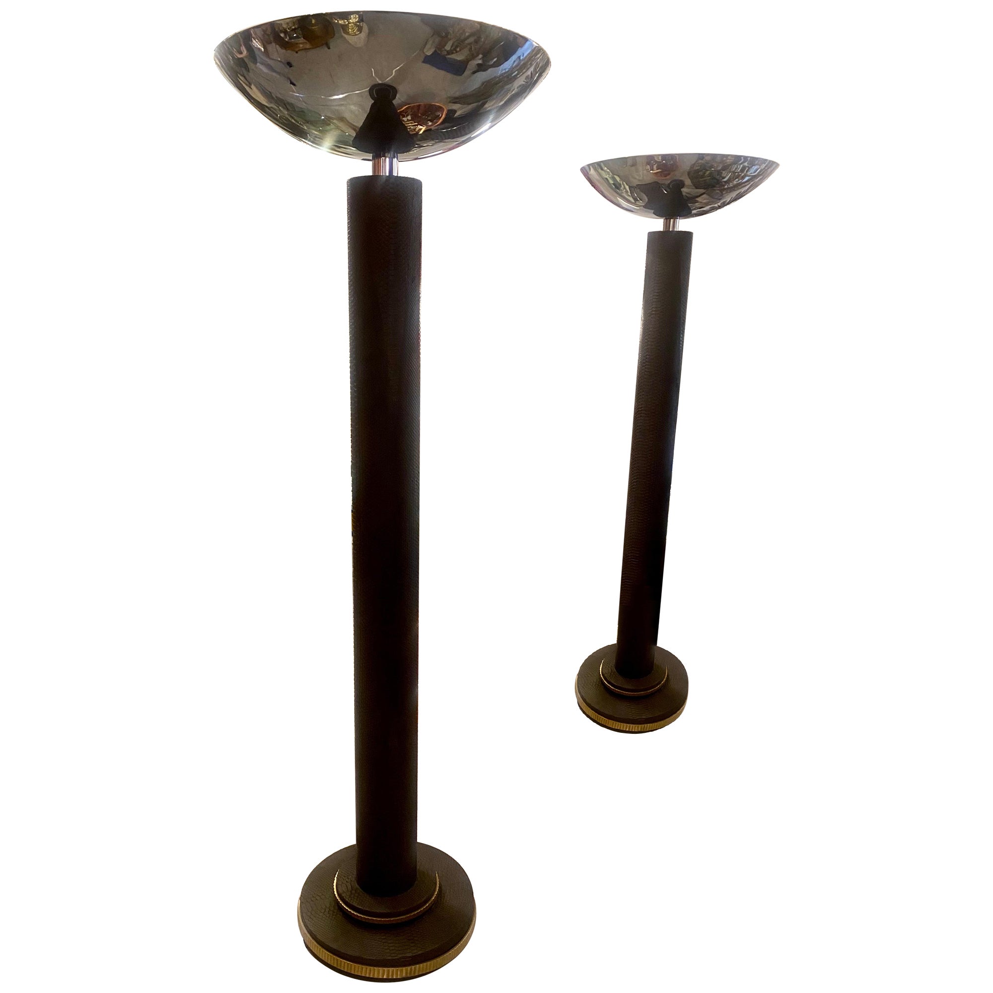 Pair of French Art Deco Torch Floor Lamps For Sale