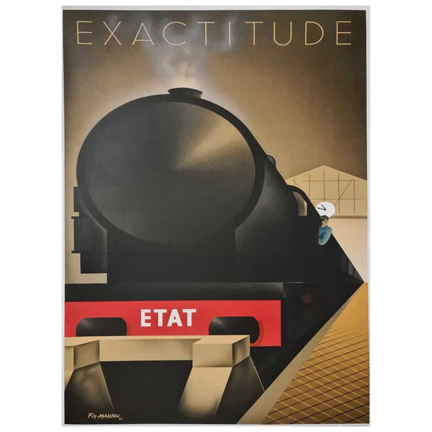 Affiche rétro originale Fix-Masseau, Exactitude, 1982 en vente