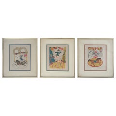 Ensemble de trois lithographies "Circus" vintage en édition limitée de Judith Bledsoe