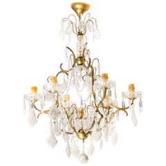 Antique Six Candle Holder Crystal chandelier Louis XV, 19th Century 