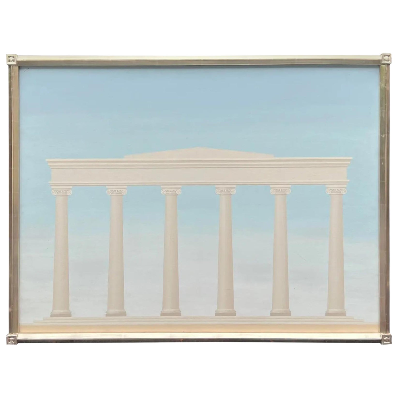 Peinture à l'huile néoclassique architecturale de Tony Evans dans un cadre de Jerry Solomon