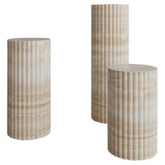 650mm Nude Travertine Antica Pedestal by the Essentialist