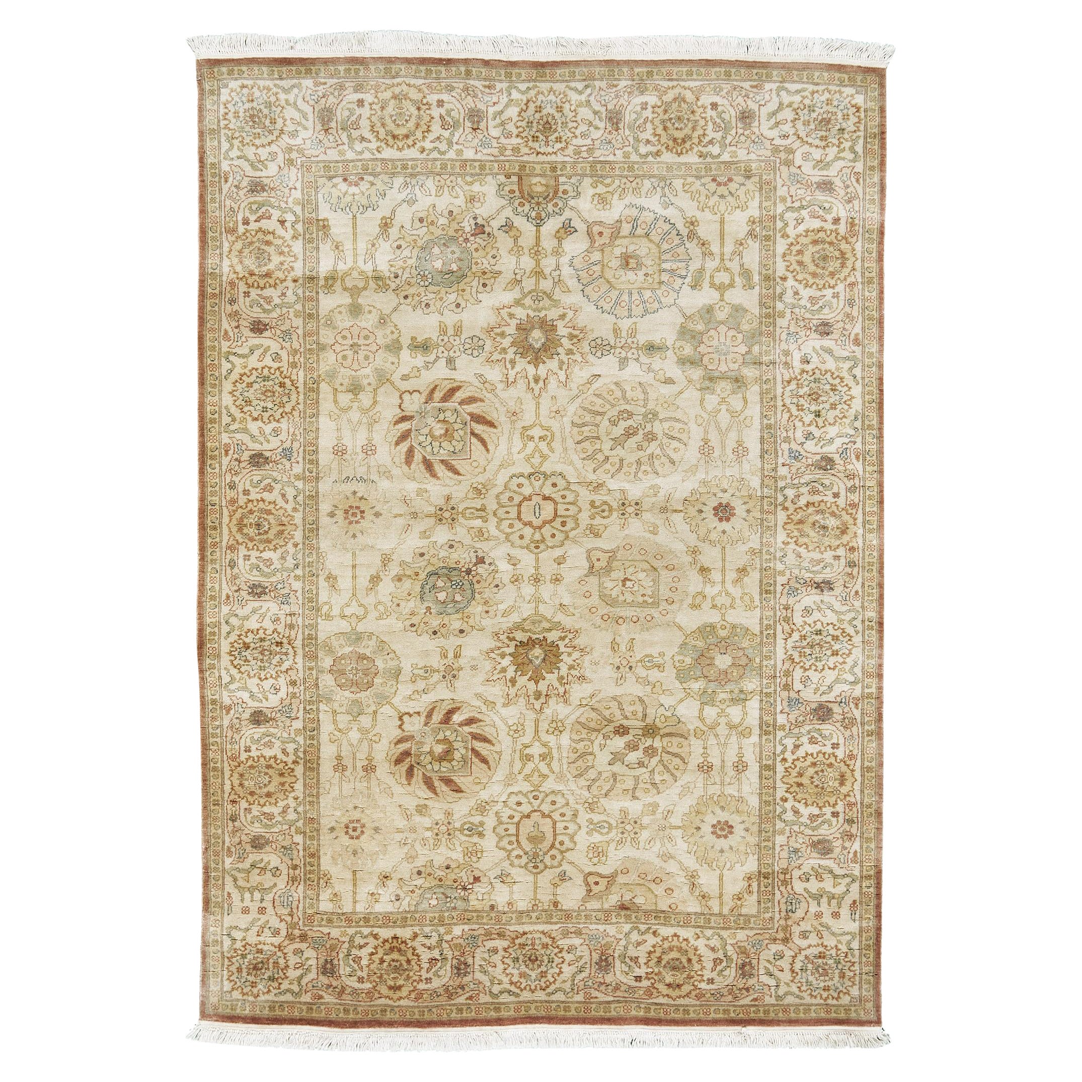 Natural Dye Egyptian Tabriz Revival Rug For Sale