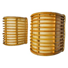 Vintage Pair of rattan sconces France 1960