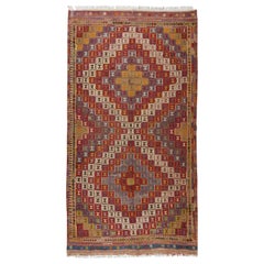 5.3x9.8 Ft Handmade Vintage Turkish Wool Jijim Kilim, One-of-a-Kind Colorful Rug