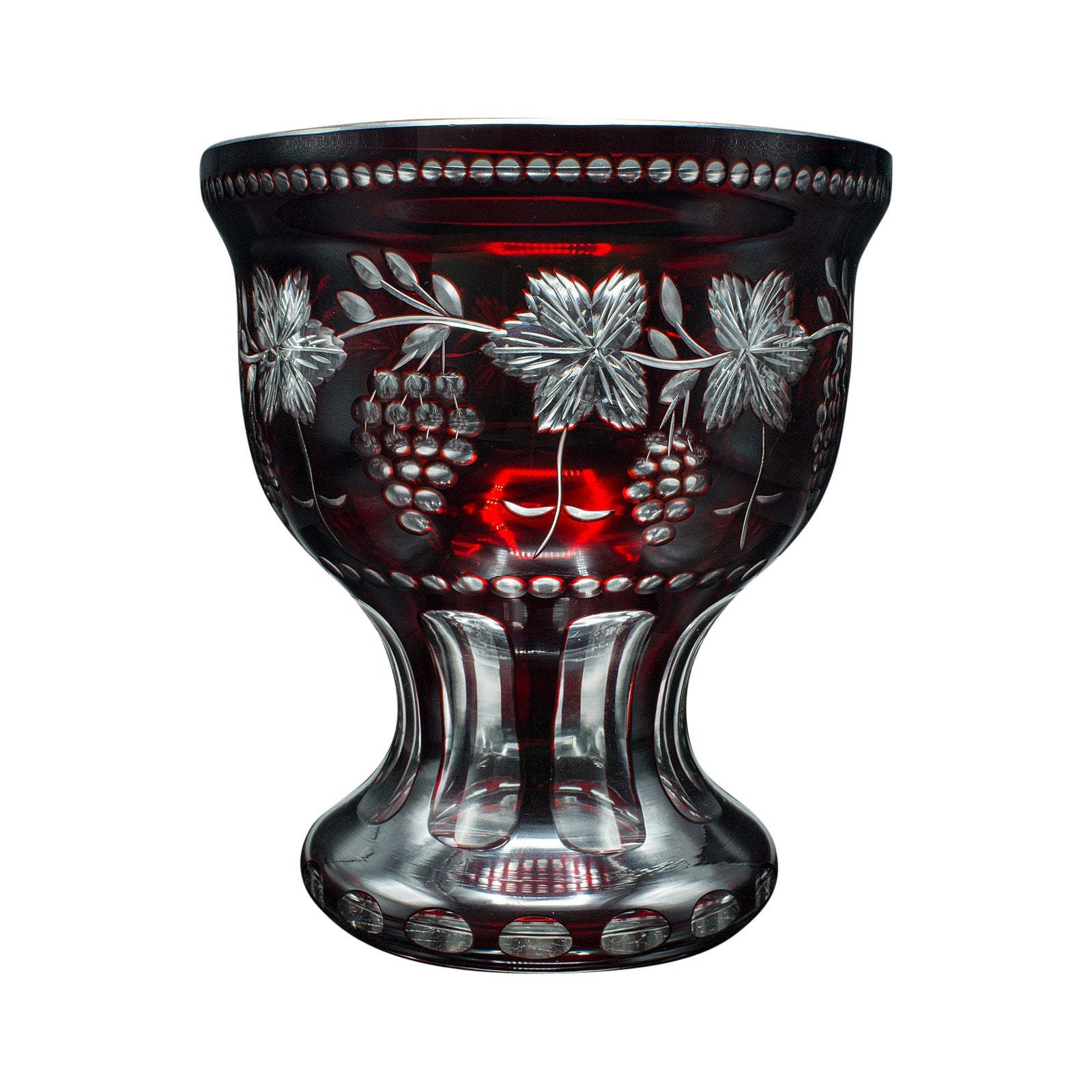 Antique Ruby Pedestal Bowl, Continental, Glass, Decorative Ice Bucket, C.1920 For Sale