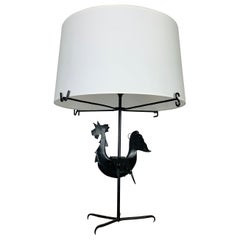 Jean Touret, rooster lamp, wrought iron