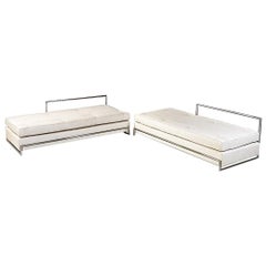 Steel and cotton sofas or daybeds by Eileen Gray for Alivar, ca. 1990.