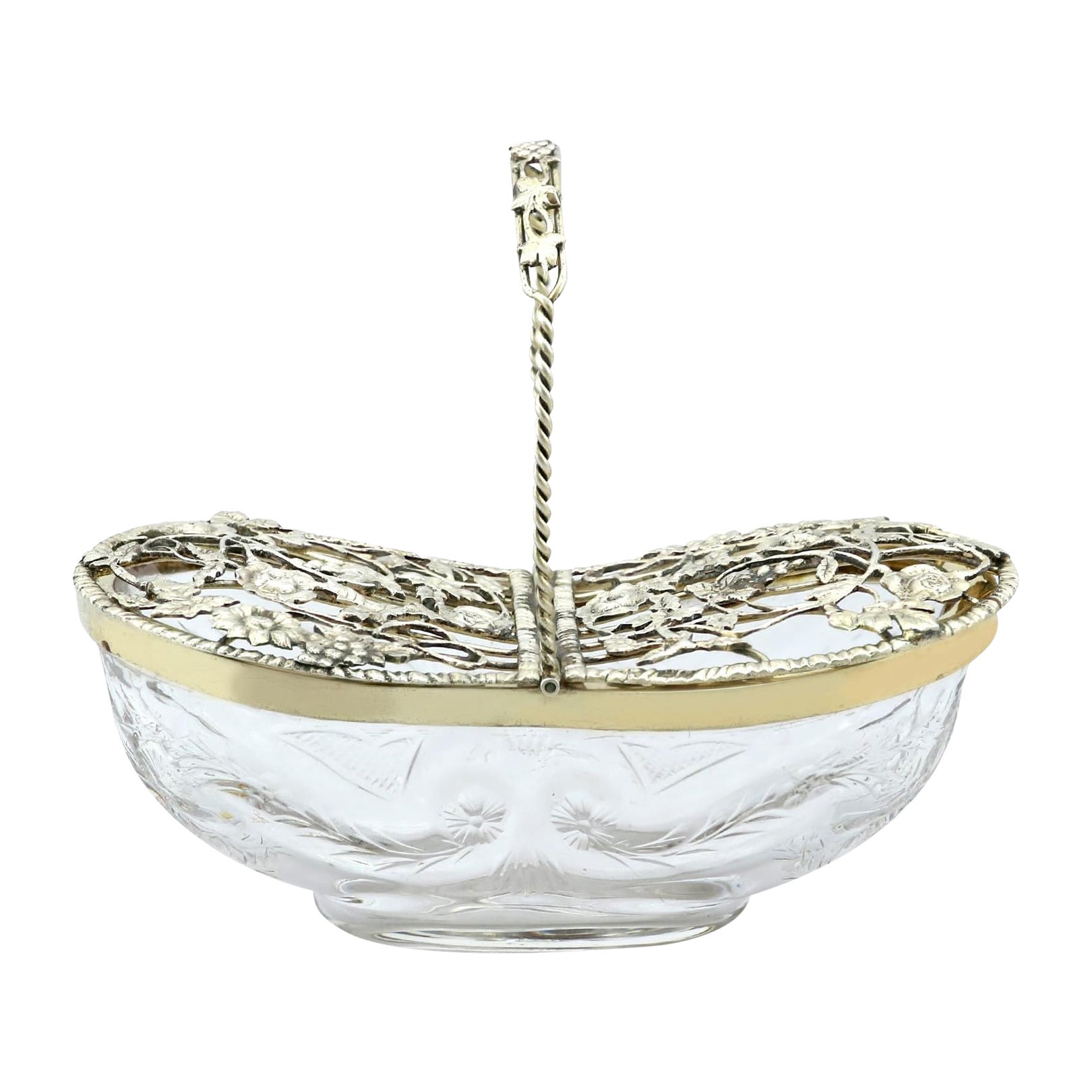 Cesta para popurrí de plata de ley eduardiana del siglo XX