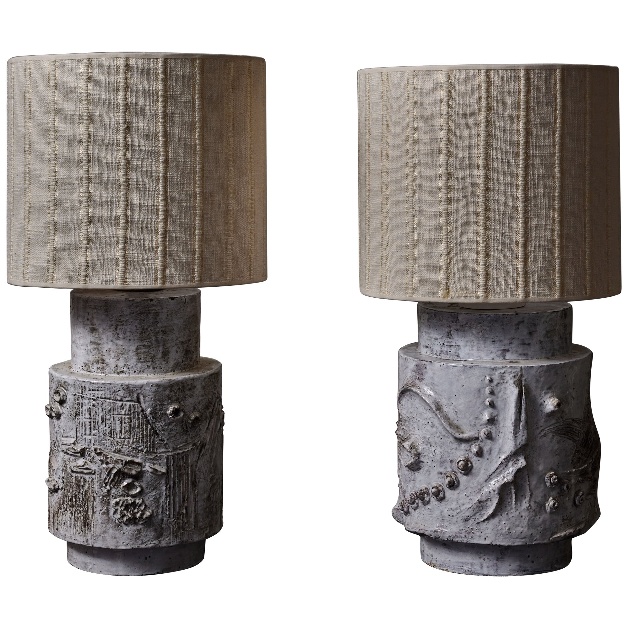 Important Pair of Ceramic Table Lamps