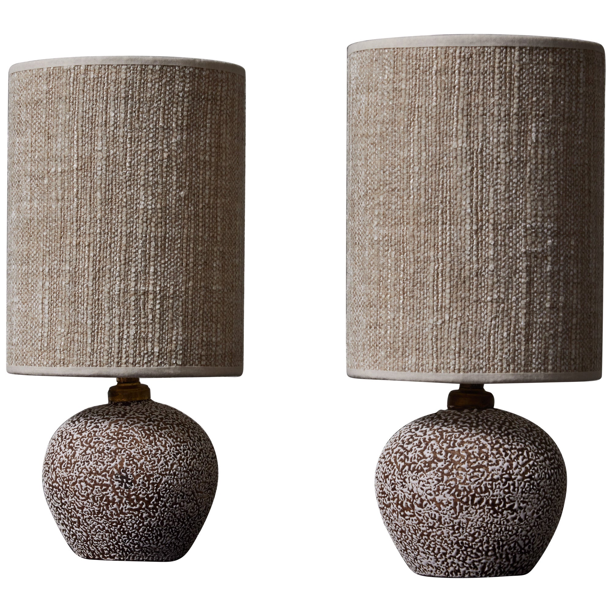 Pair of Tiny Speckled Ceramic Table Lamps