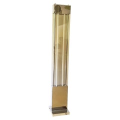 Chrome-Plated Metal & smoked glass 1970s 2 neon floor lamp