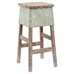 Vintage French Work Stool as Side Table