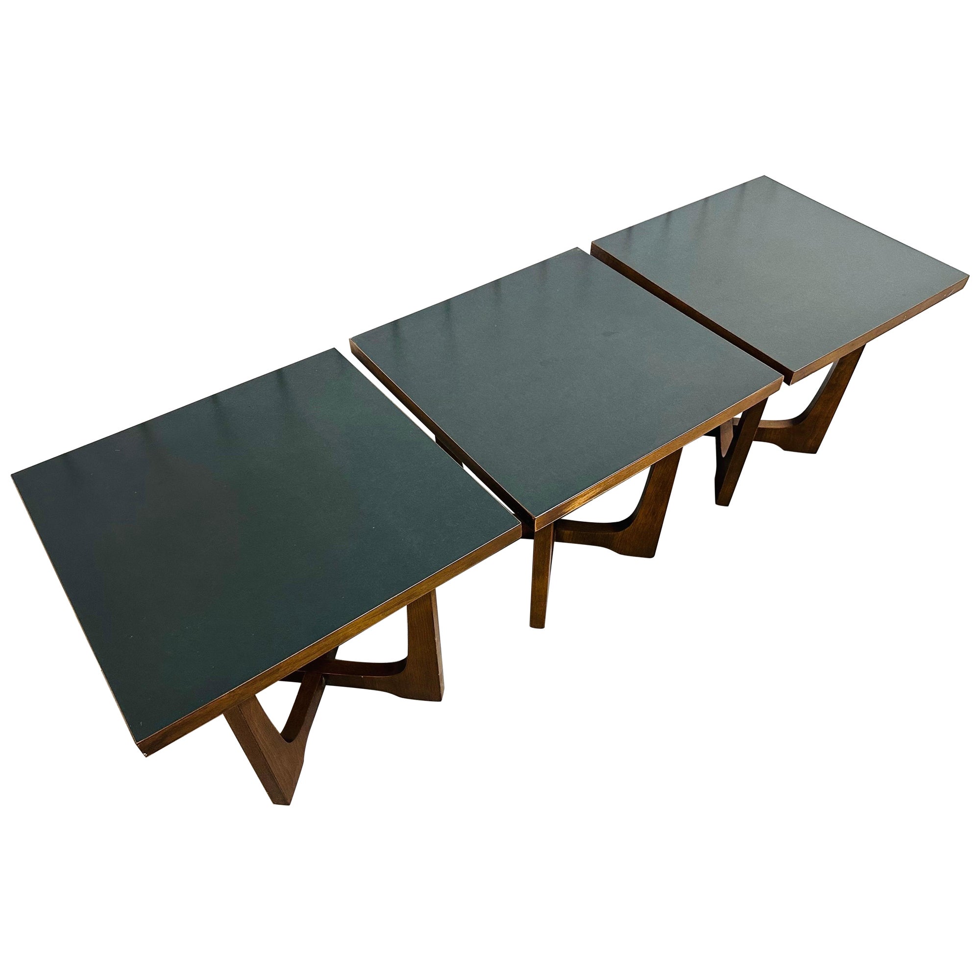 MidCentury Modern Crisscross Walnut Side Tables Set of 3 at 1stDibs