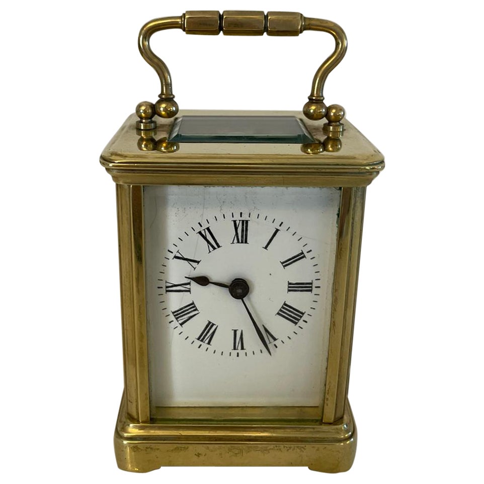 Antique Victorian Quality Miniature Brass Carriage Clock  For Sale