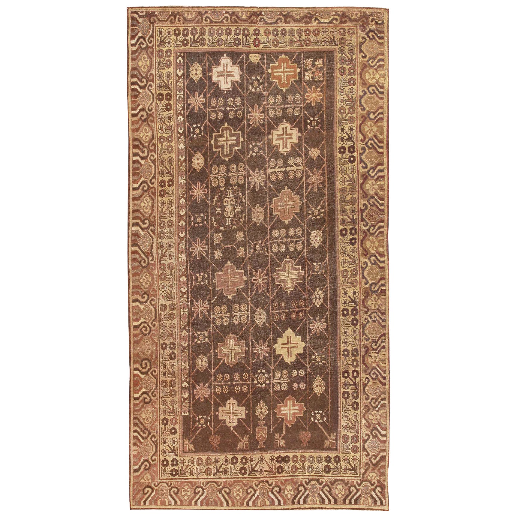 Antiker Khotan-Teppich. Größe: 5 ft 1 in x 10 ft 3 in 
