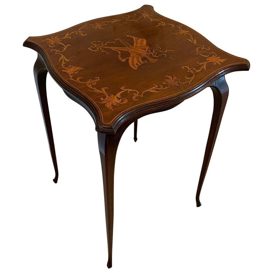 Superb Quality Antique Victorian Marquetry Inlaid Mahogany Lamp Table  For Sale