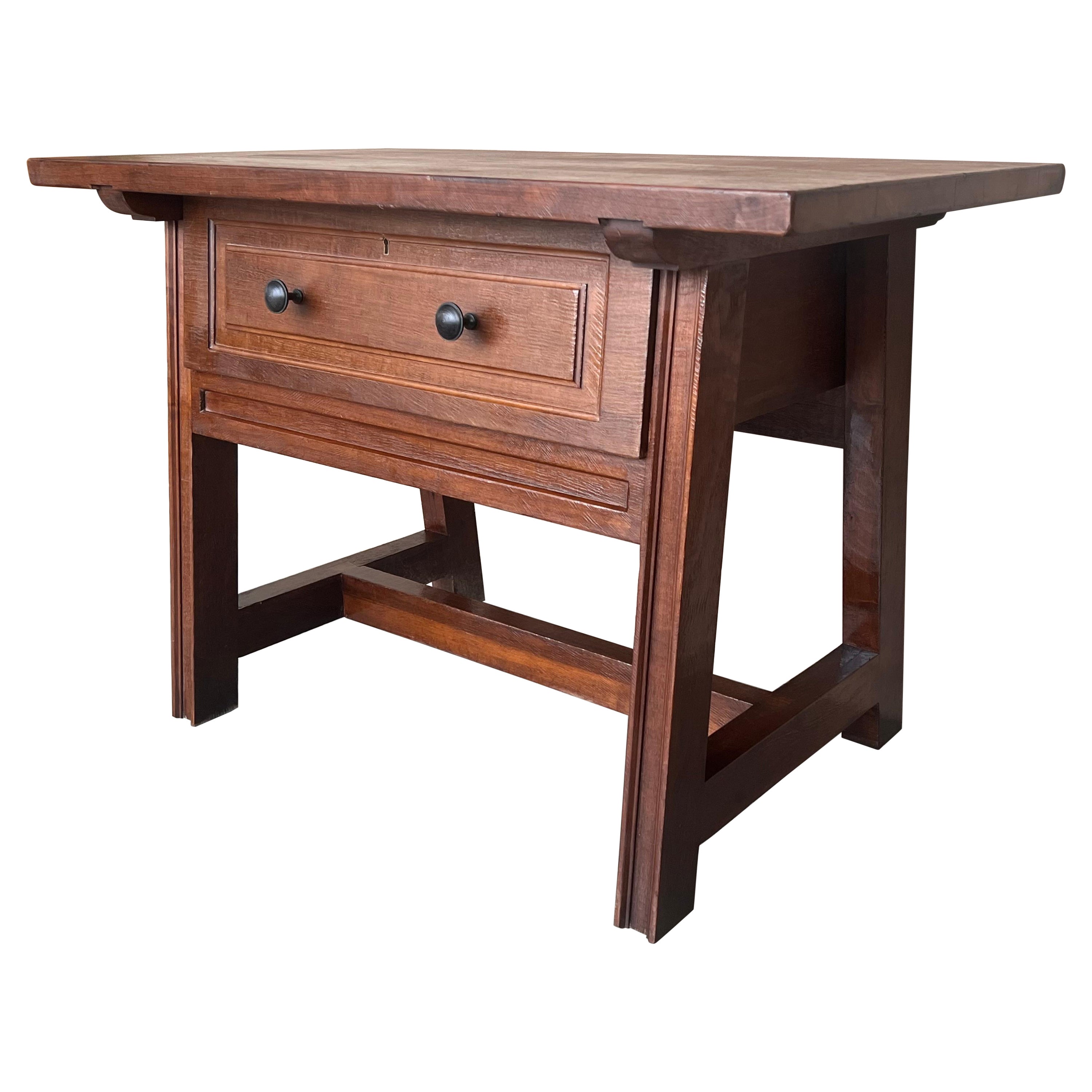 Late 19th Century Rustic Artisan Made Pyrenees Mountains Side Table End Table For Sale