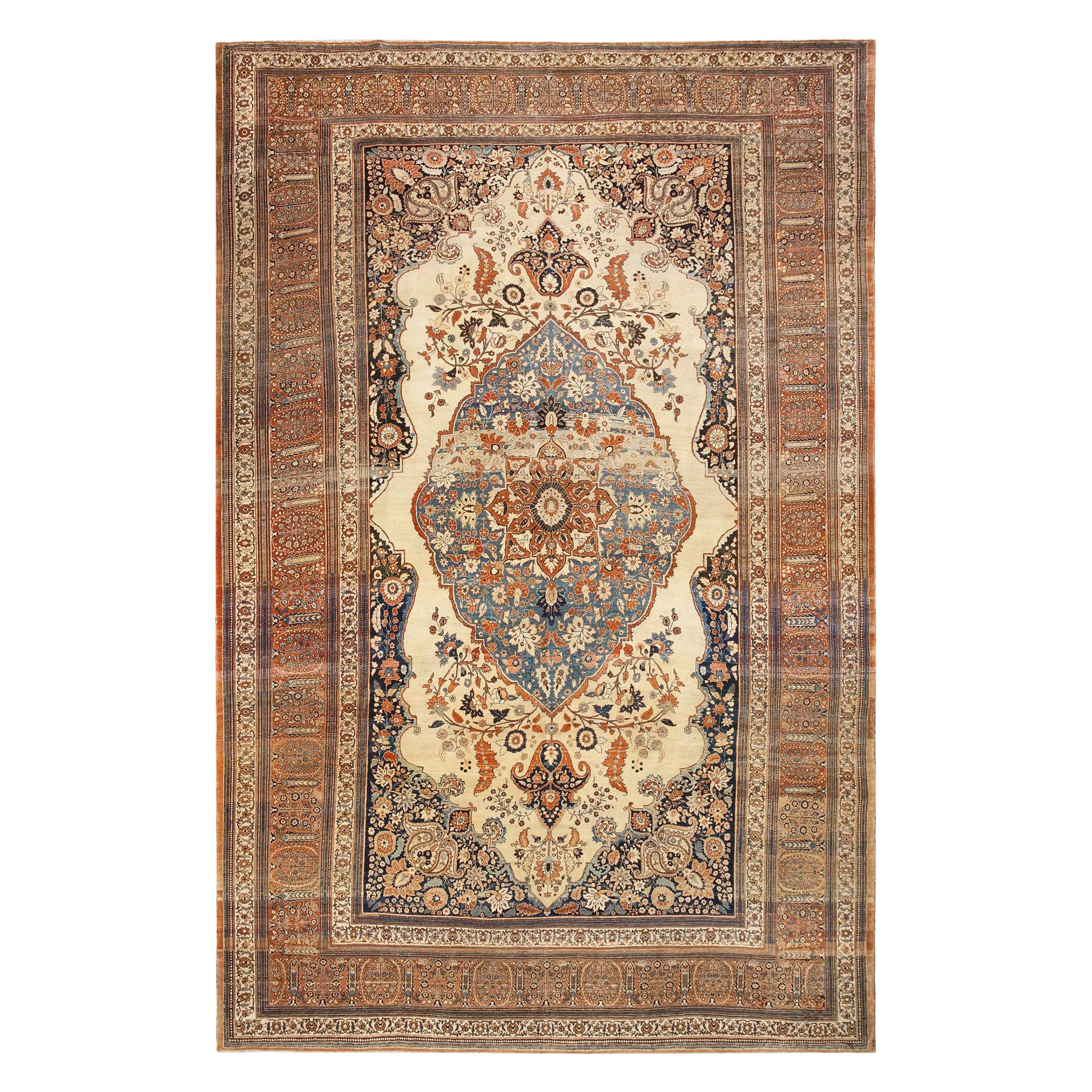 Antique Persian Tabriz Rug. Size: 10 ft x 15 ft 3 in 