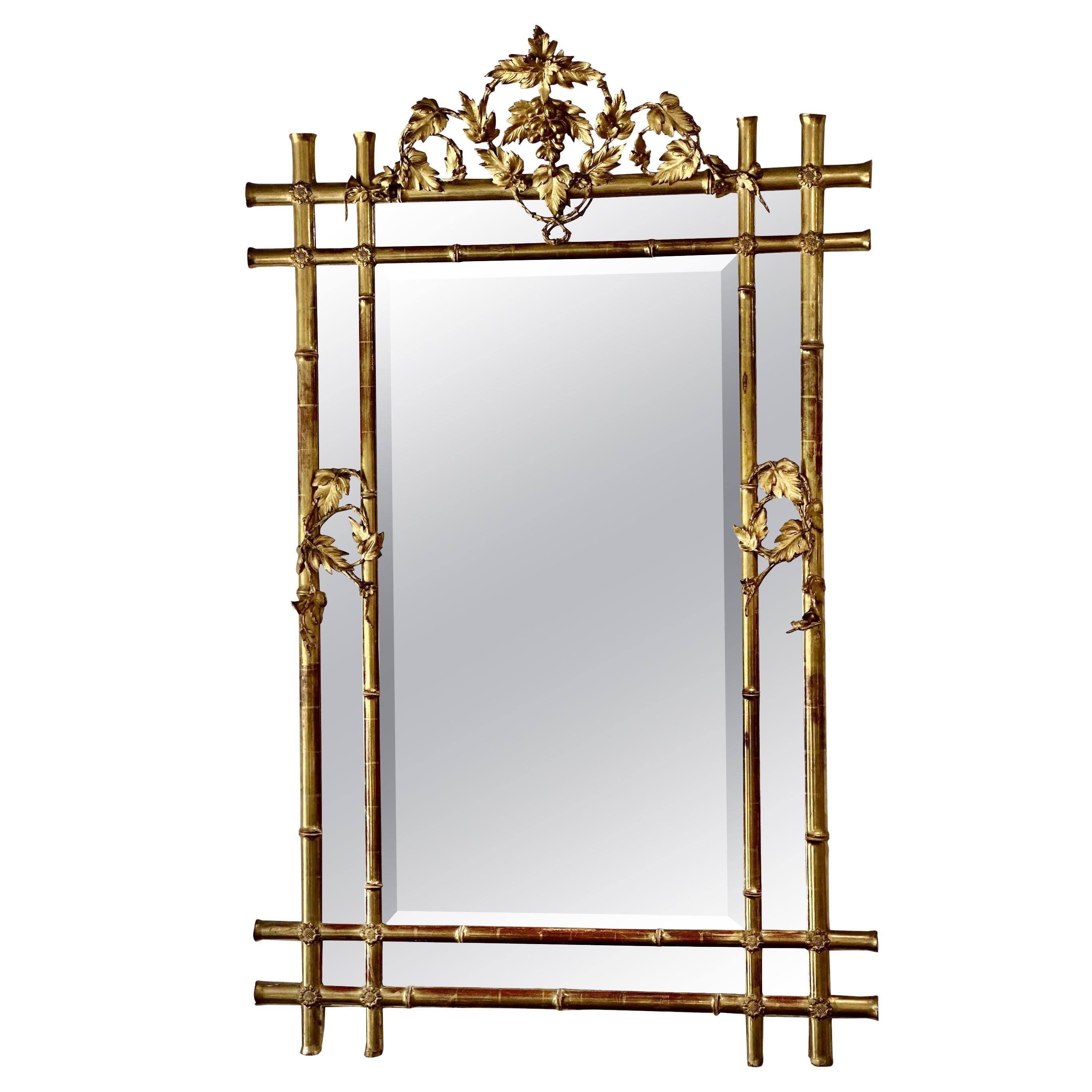 Extraordinary French Louis Philippe Giltwood Looking Glass, c. 1840 For Sale