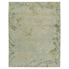 Rug & Kilim’s Distressed Style Abstract Rug in Blue, Gray and Green Pattern