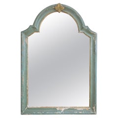  19th Century Green French Arch Top Mercury Mirror