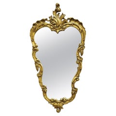 Vintage French Rococo Style Gold Gilt Leafy Scrollwork Wall Mirror