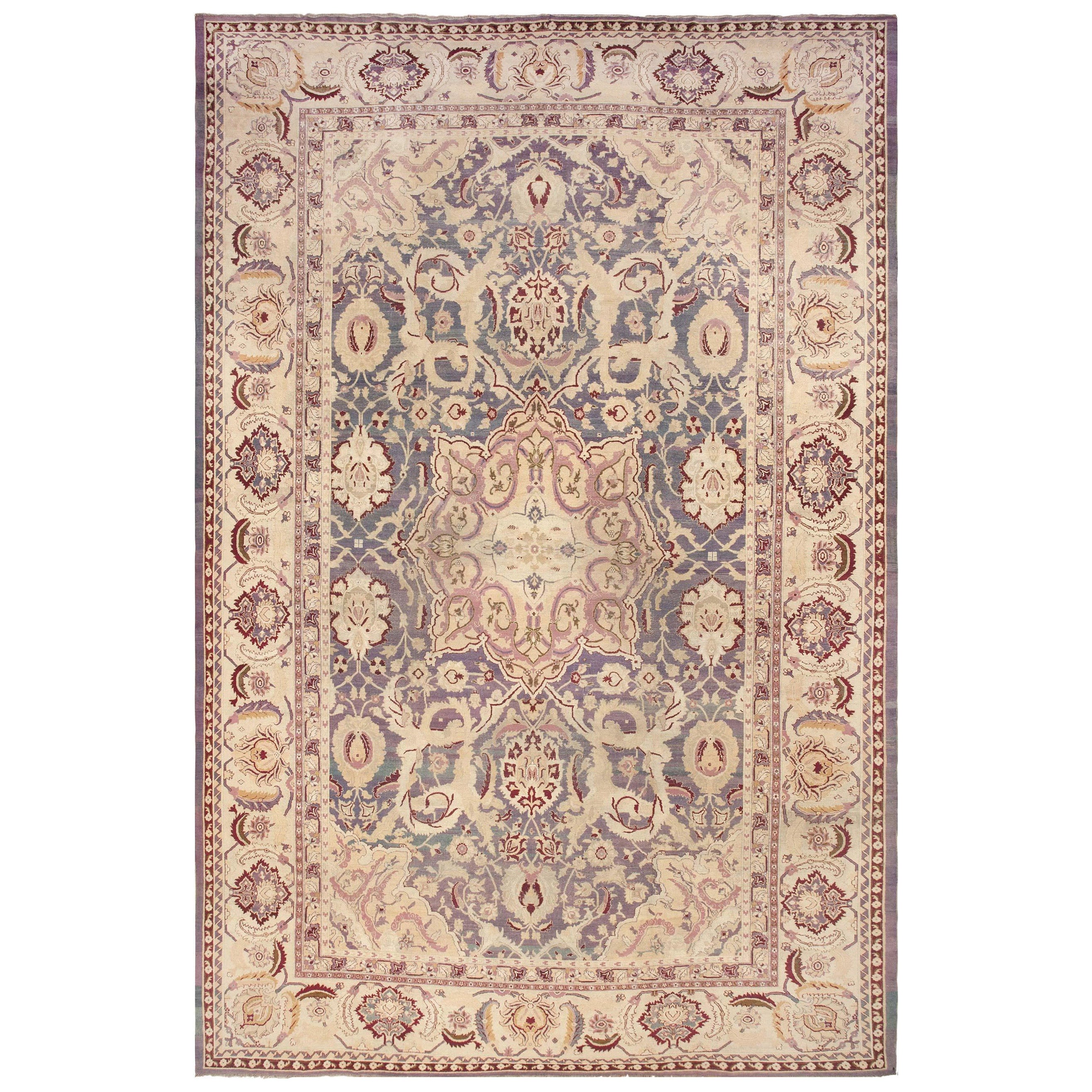Antique Indian Agra Rug. Size: 14 ft x 20 ft 10 in For Sale