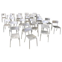 Used Italian modern rectangular aluminium stackable chairs, 1980s