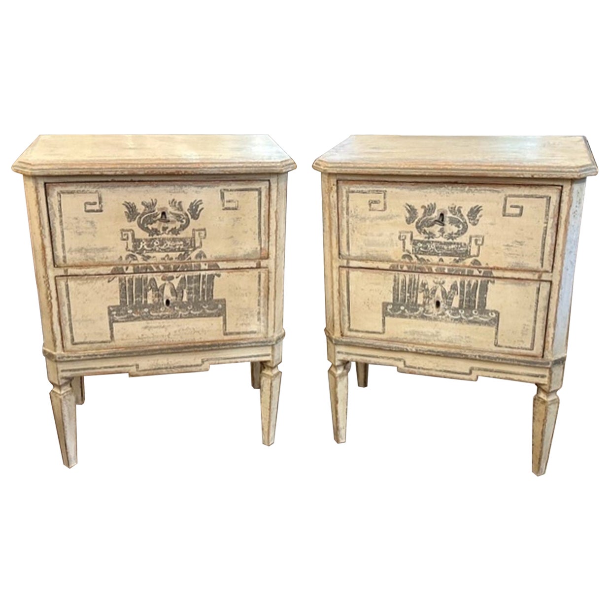 Pair of German Neo-Classical Bedside Tables For Sale