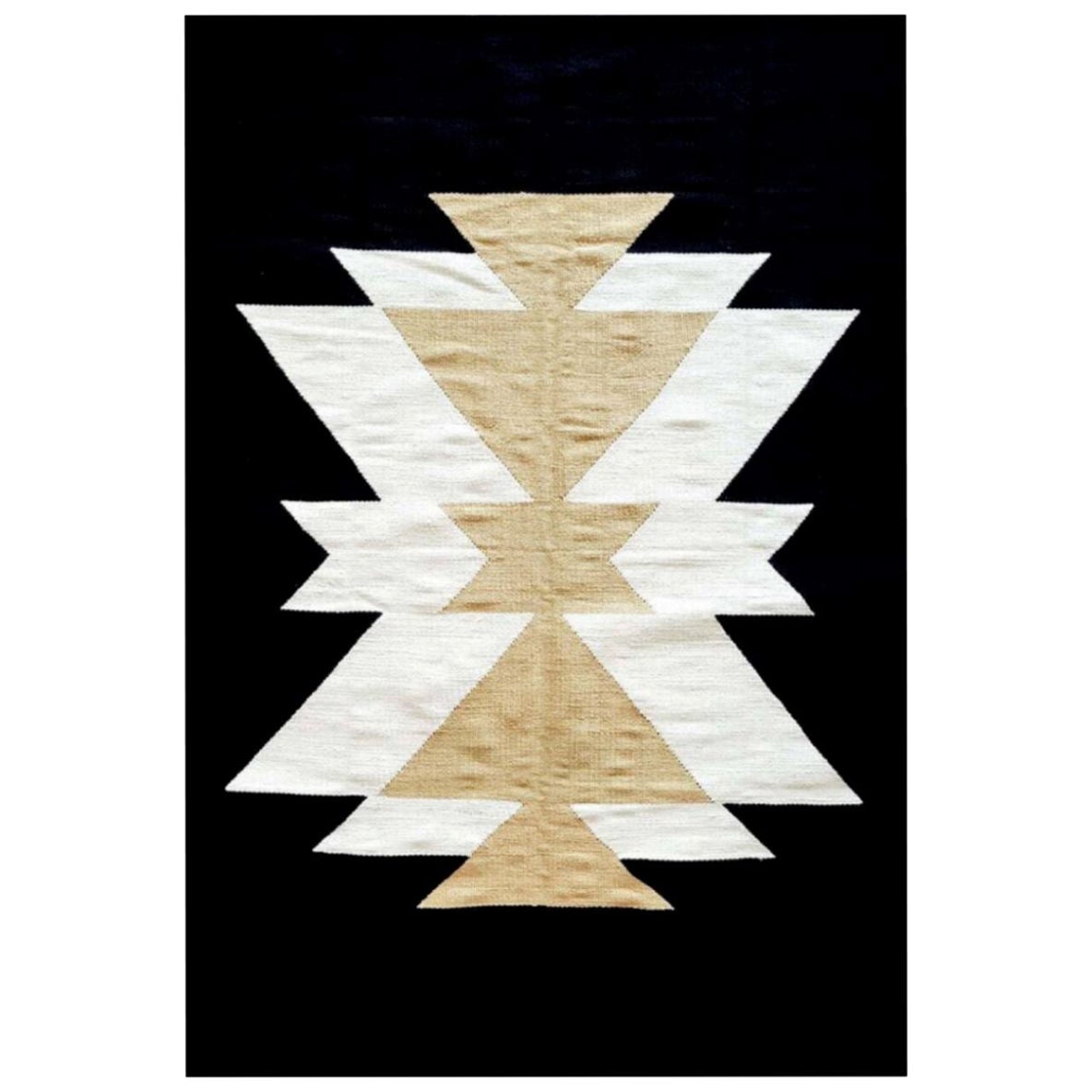 Royal Handwoven Egyptian Cotton Rug | Black 4x6 For Sale