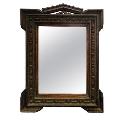 Antique Large french tramp art folk mirror 1900's