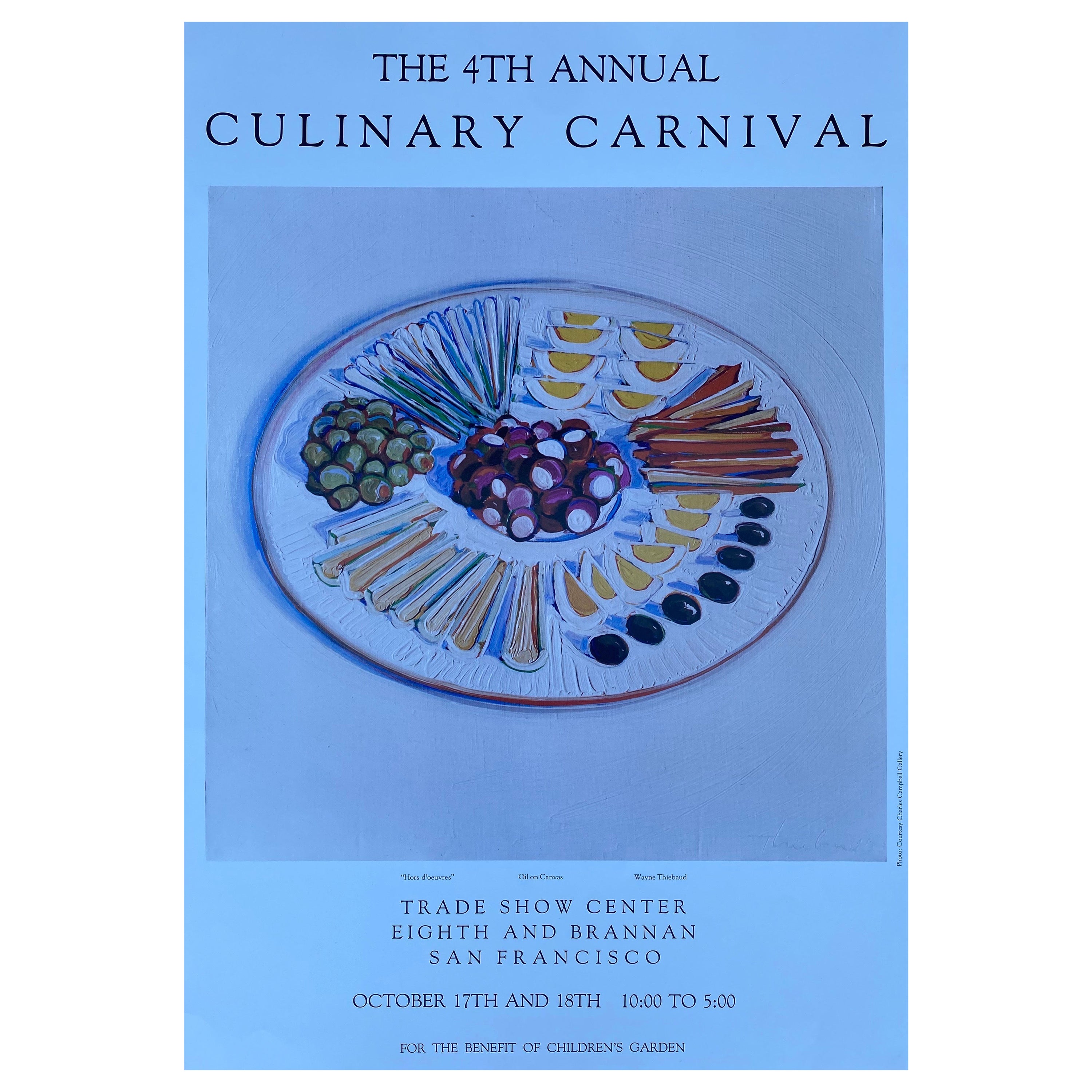 Circa 1980 Wayne Thiebaud "Hors d'Oeuvres" 4th Annual Culinary Carnival Print For Sale