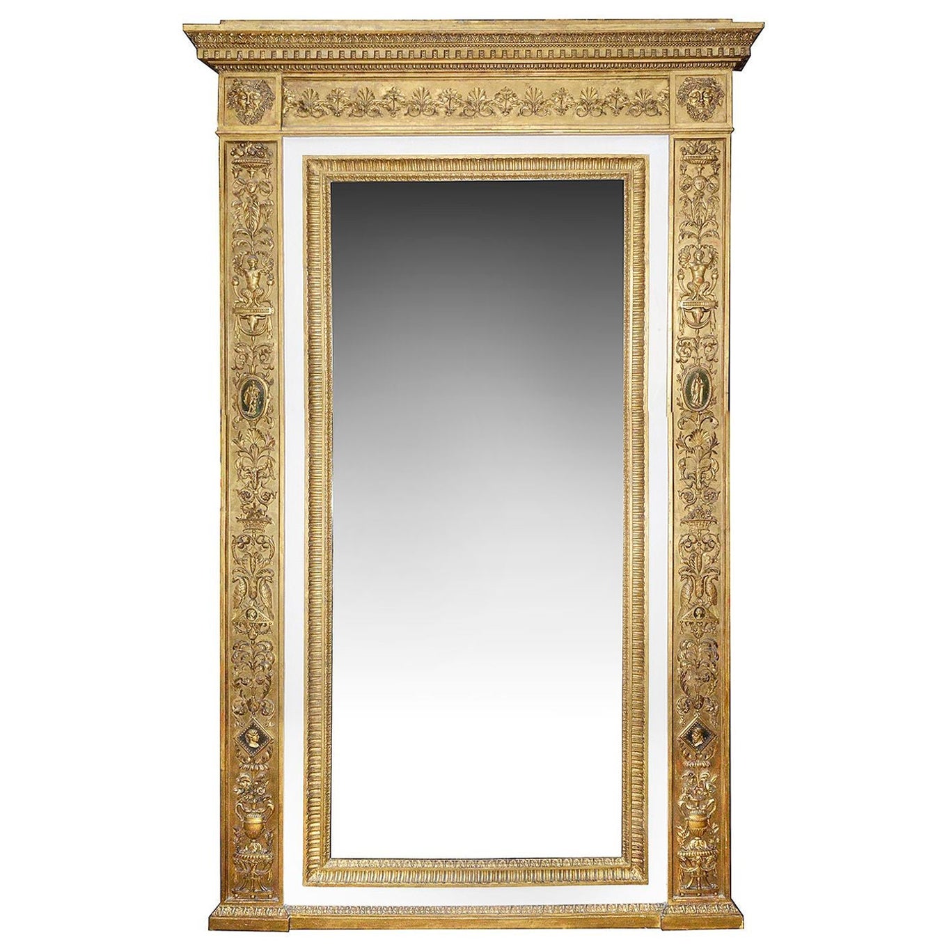 Late 18th Century Italian carved gilt wood and gesso wall mirror. For Sale