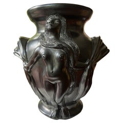 20. Jh. Signiert Jean Marais Zinn beendet Terrakotta Vase von zwei Nackten inc Buch