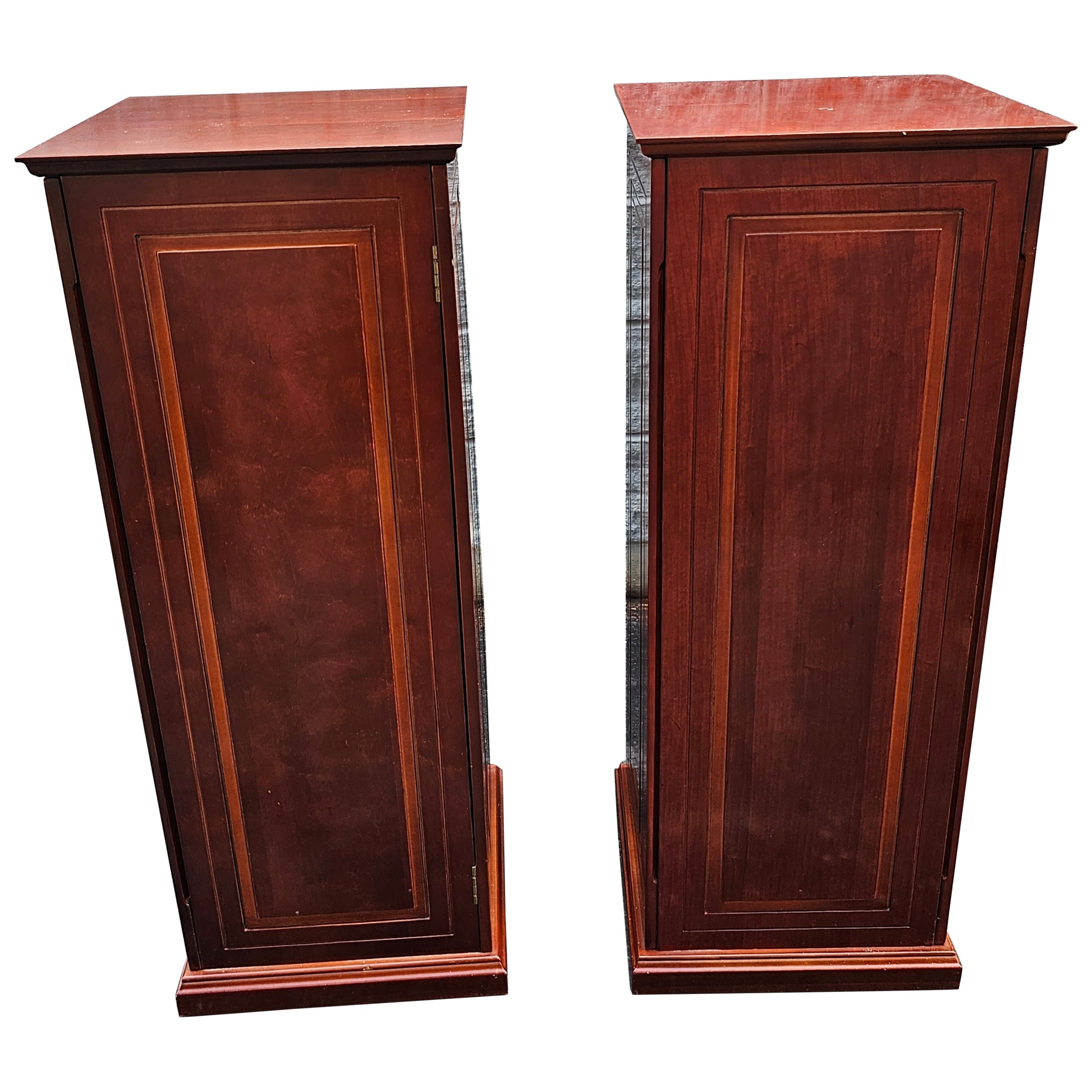 Late 20th Century Mahogany Pedestal Column Cabinets, A pair