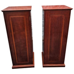 Used Late 20th Century Mahogany Pedestal Column Cabinets, A pair