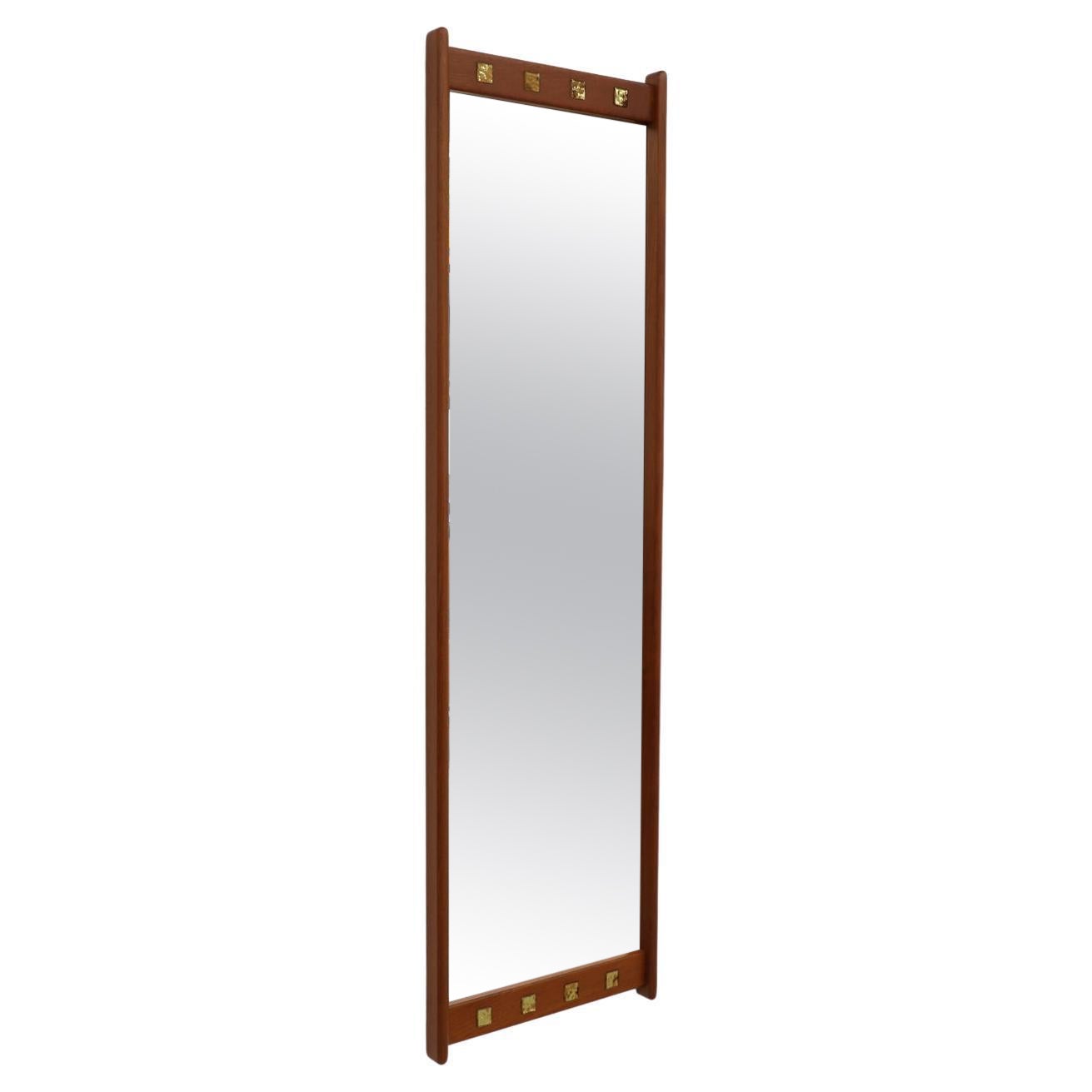 Mid-Century Solid Teak Mirror with Glass by Fröseke AB Nybrofabriken, Sweden For Sale