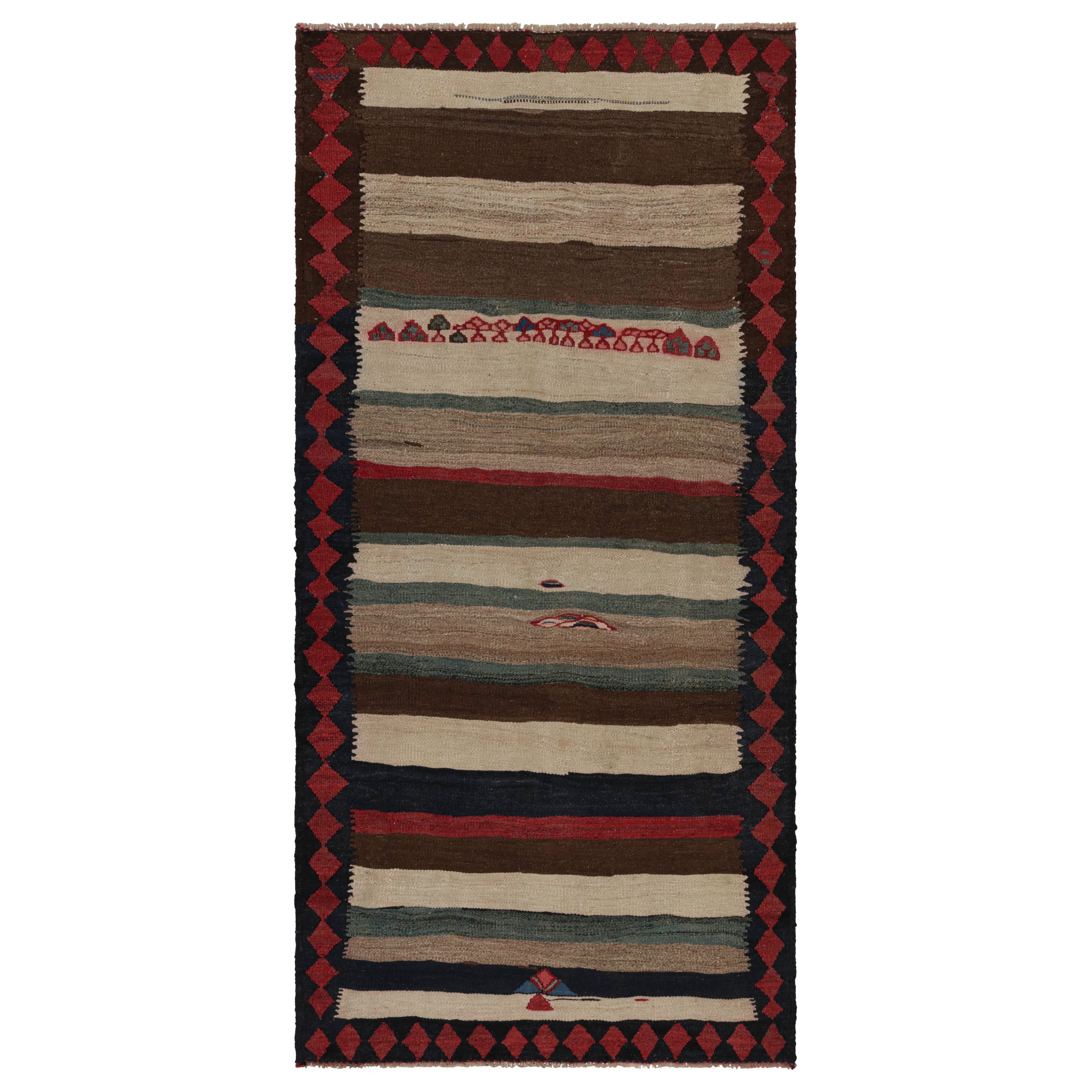 Vintage Shahsavan Persian tribal Kilim rug, with Stripes, from Rug & Kilim For Sale