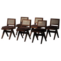 Pierre Jeanneret Chairs with Cushion, Set of 6     