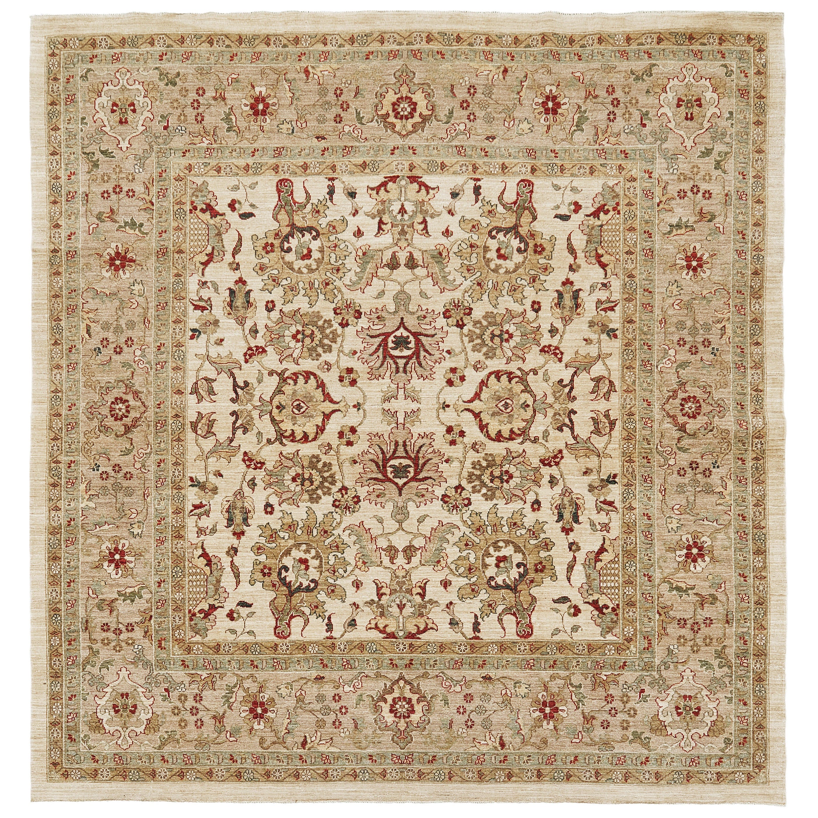 Natural Dye Sultanabad Revival Square Rug For Sale