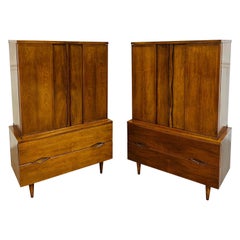 Mid-Century Modern American of Martinsville Walnut Armoires - Set of 2